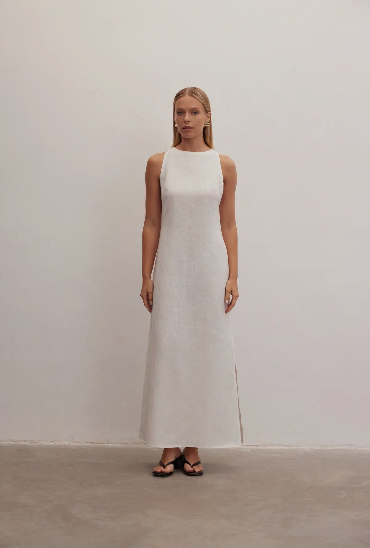 White Maxi 100% Linen dress