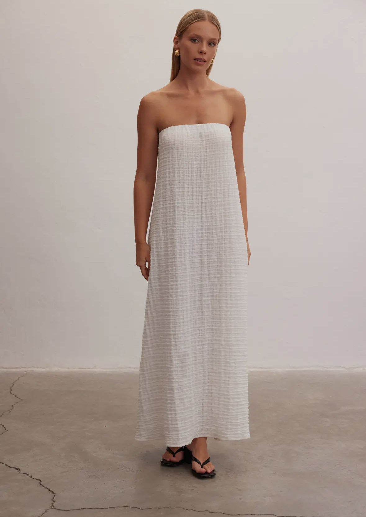 Textured strapless dress - 100% Cotton