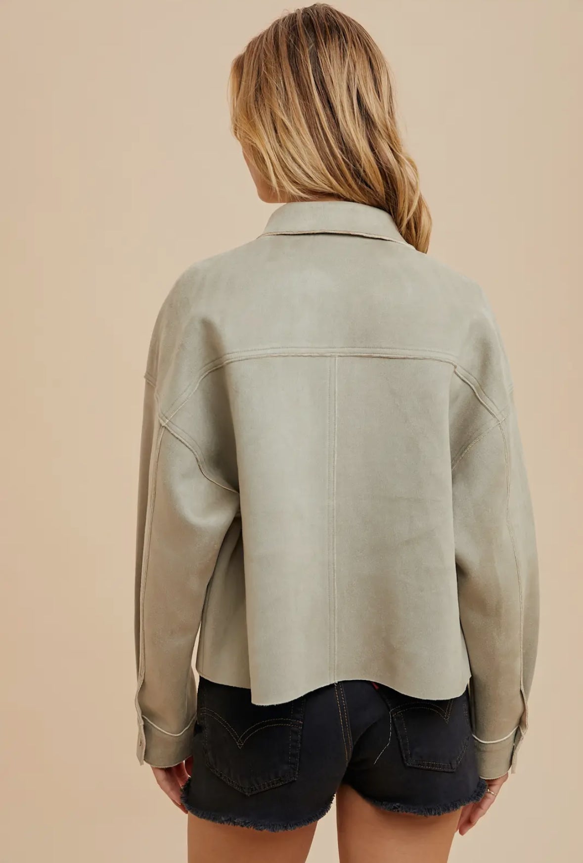 Olive Vegan Suede Jacket