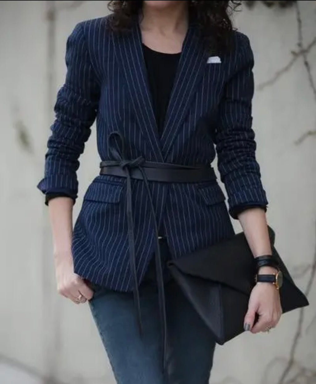 Skinny wrap belt - Black