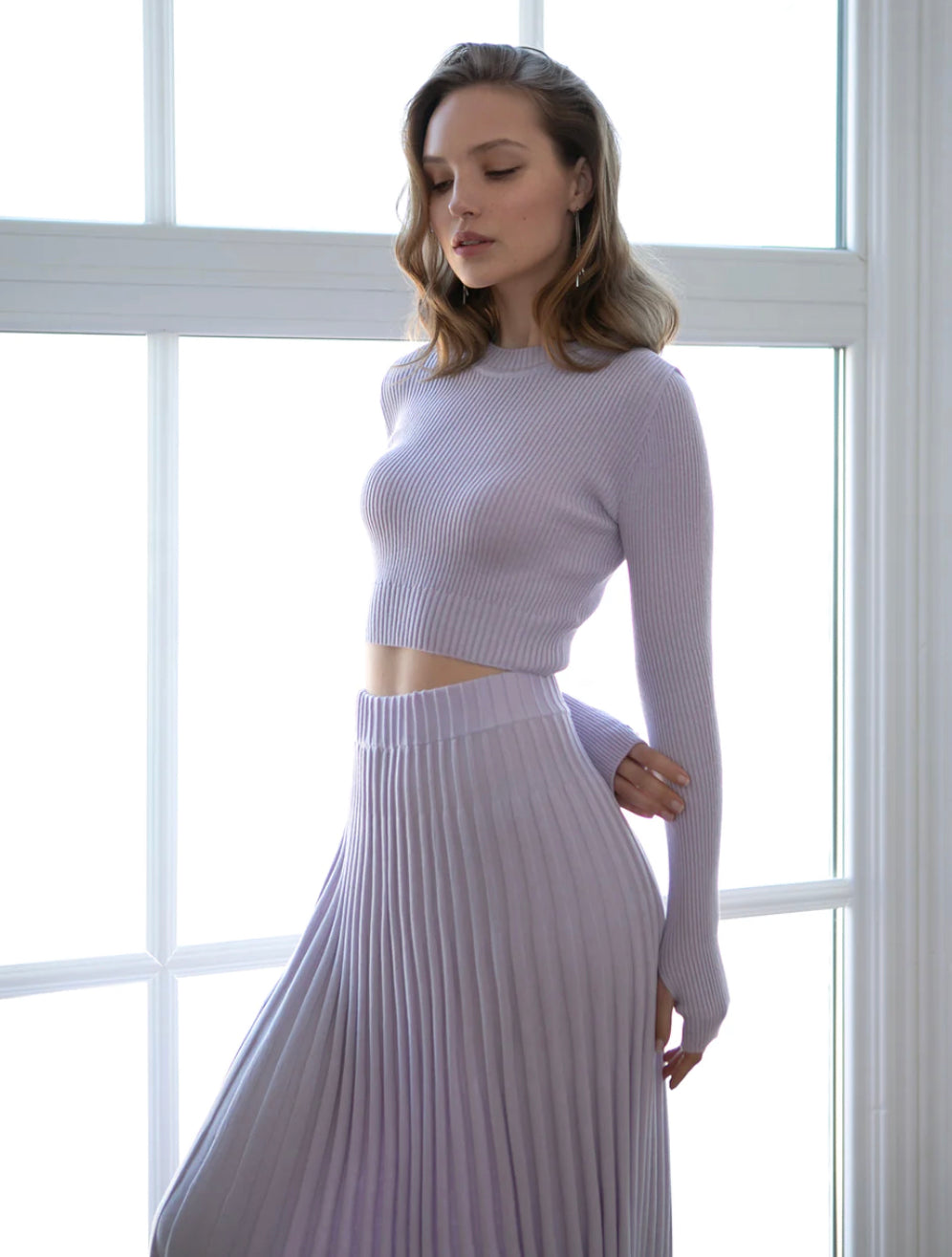 Pleated Midi Skirt - Lavendar