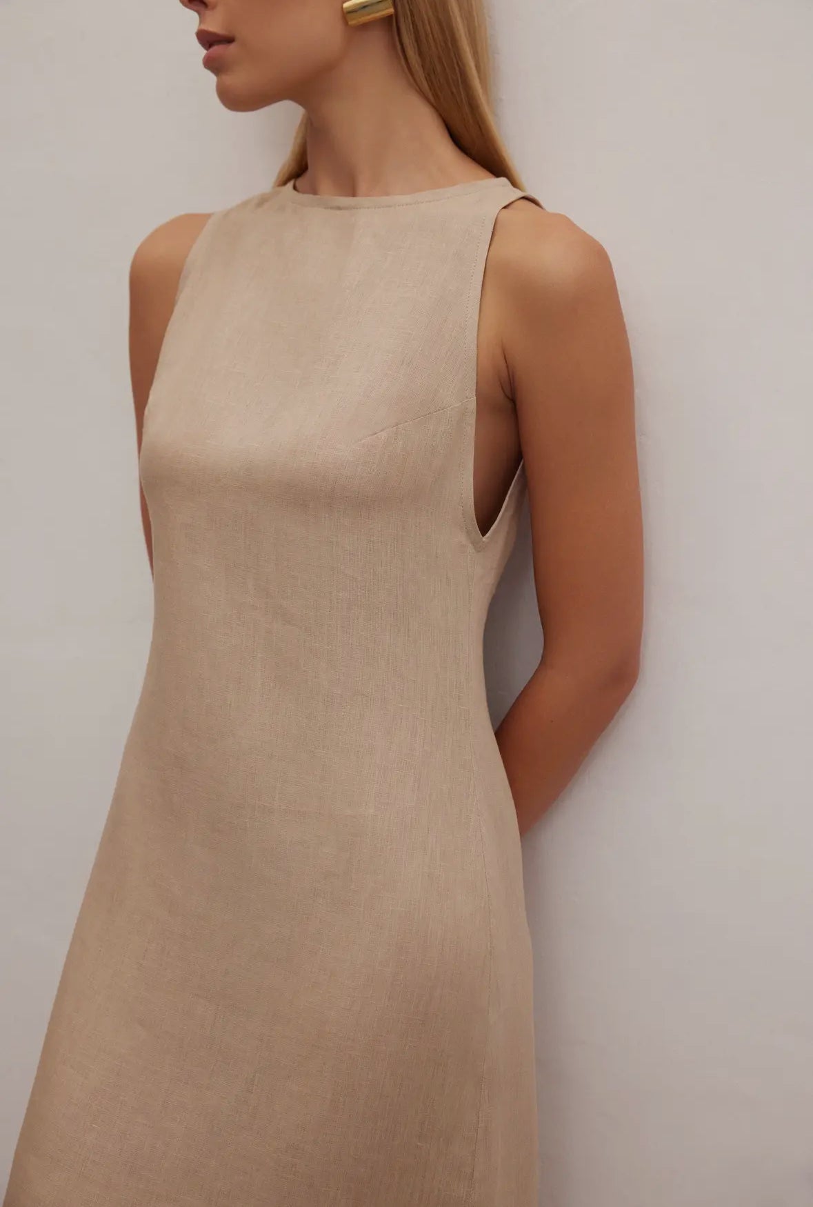 Beige/Nude Maxi 100% Linen dress