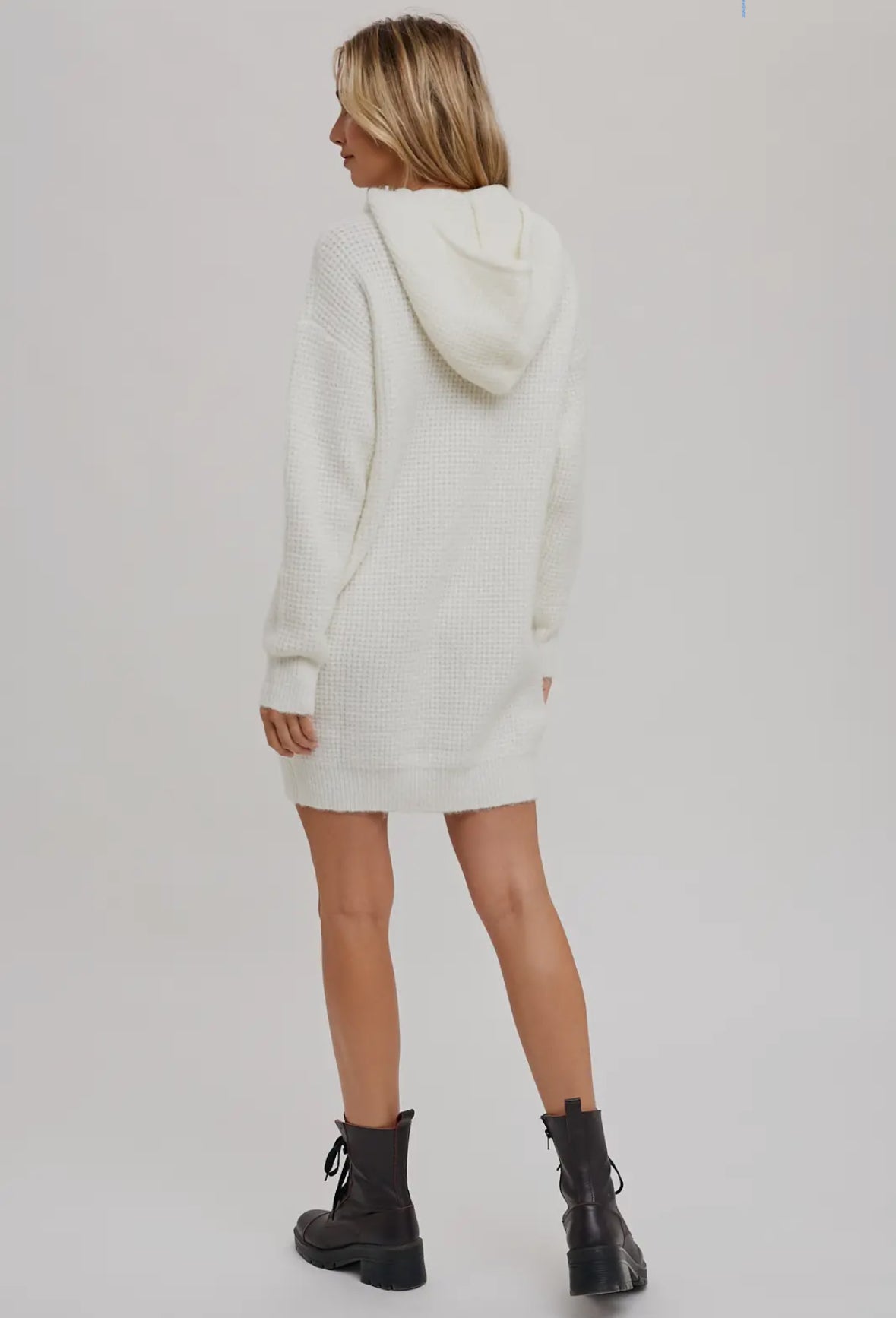 Chunky Waffle Hoodie Tunic - White