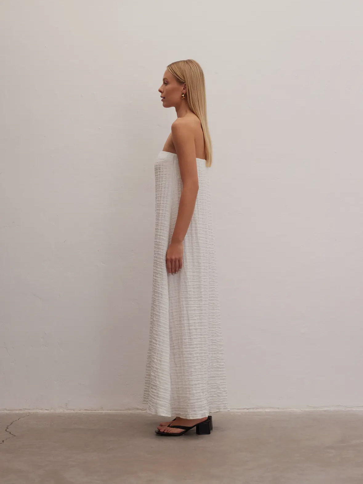 Textured strapless dress - 100% Cotton