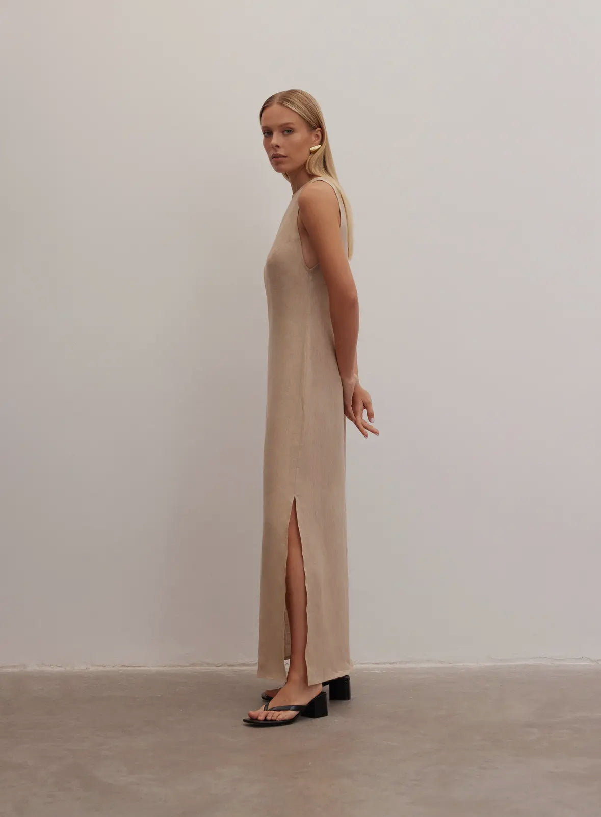 Beige/Nude Maxi 100% Linen dress