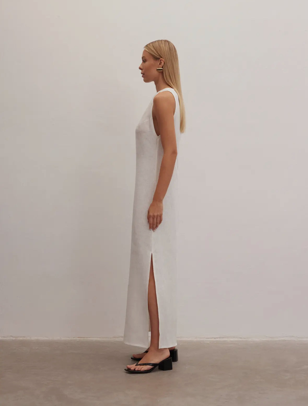 White Maxi 100% Linen dress