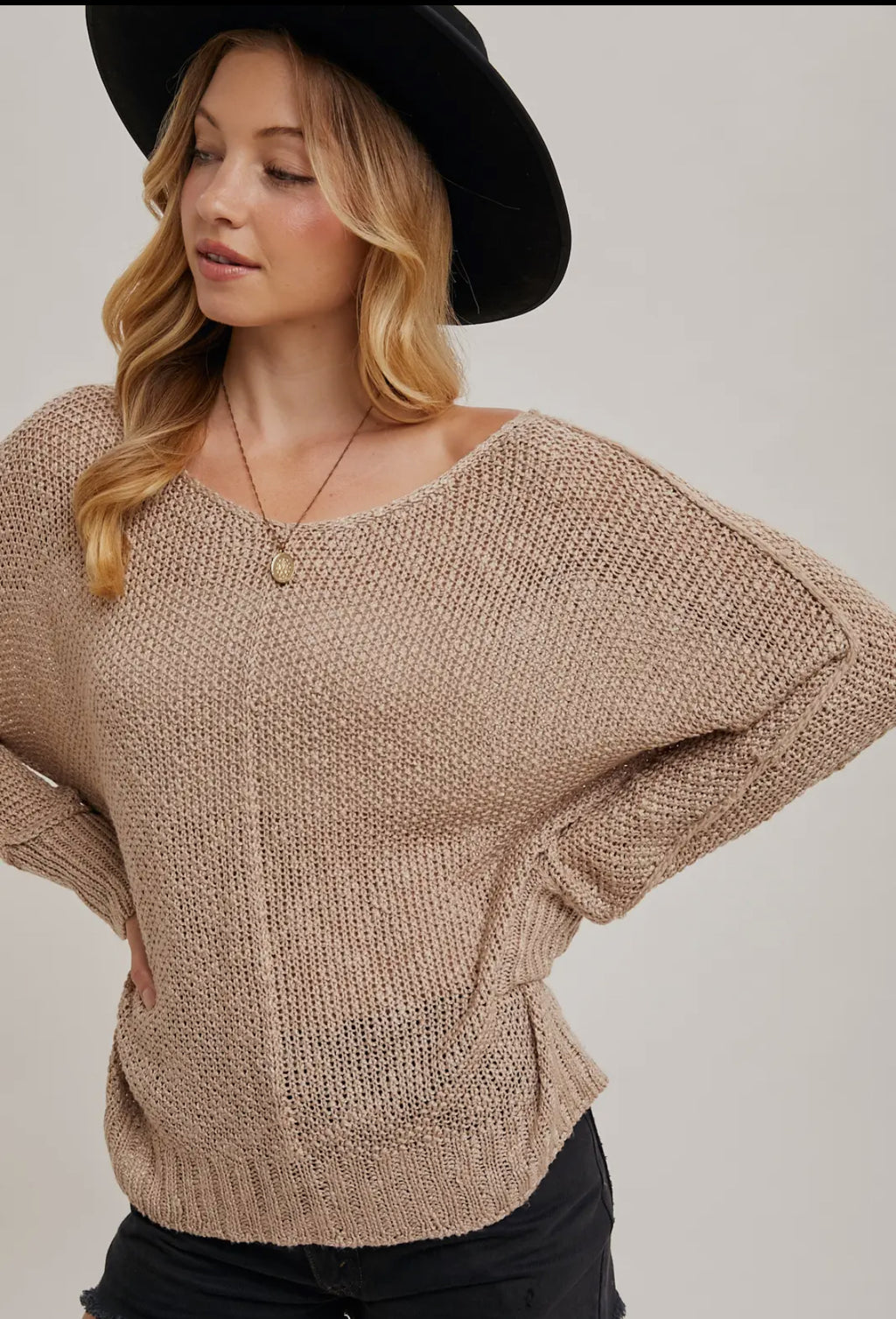 Earthy Reverse Seam Loose Fit Sweater