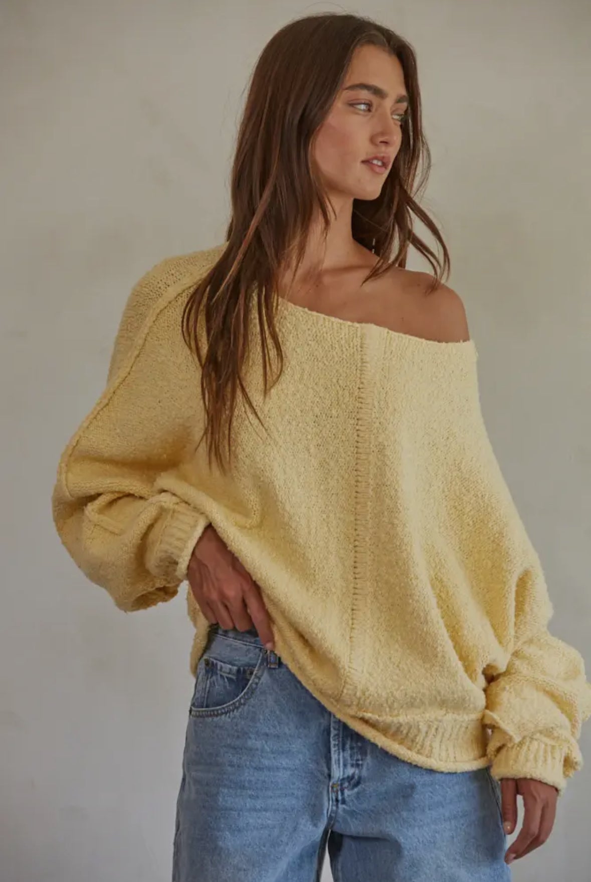 Knit Boat Neck Pullover - 97% Cotton -