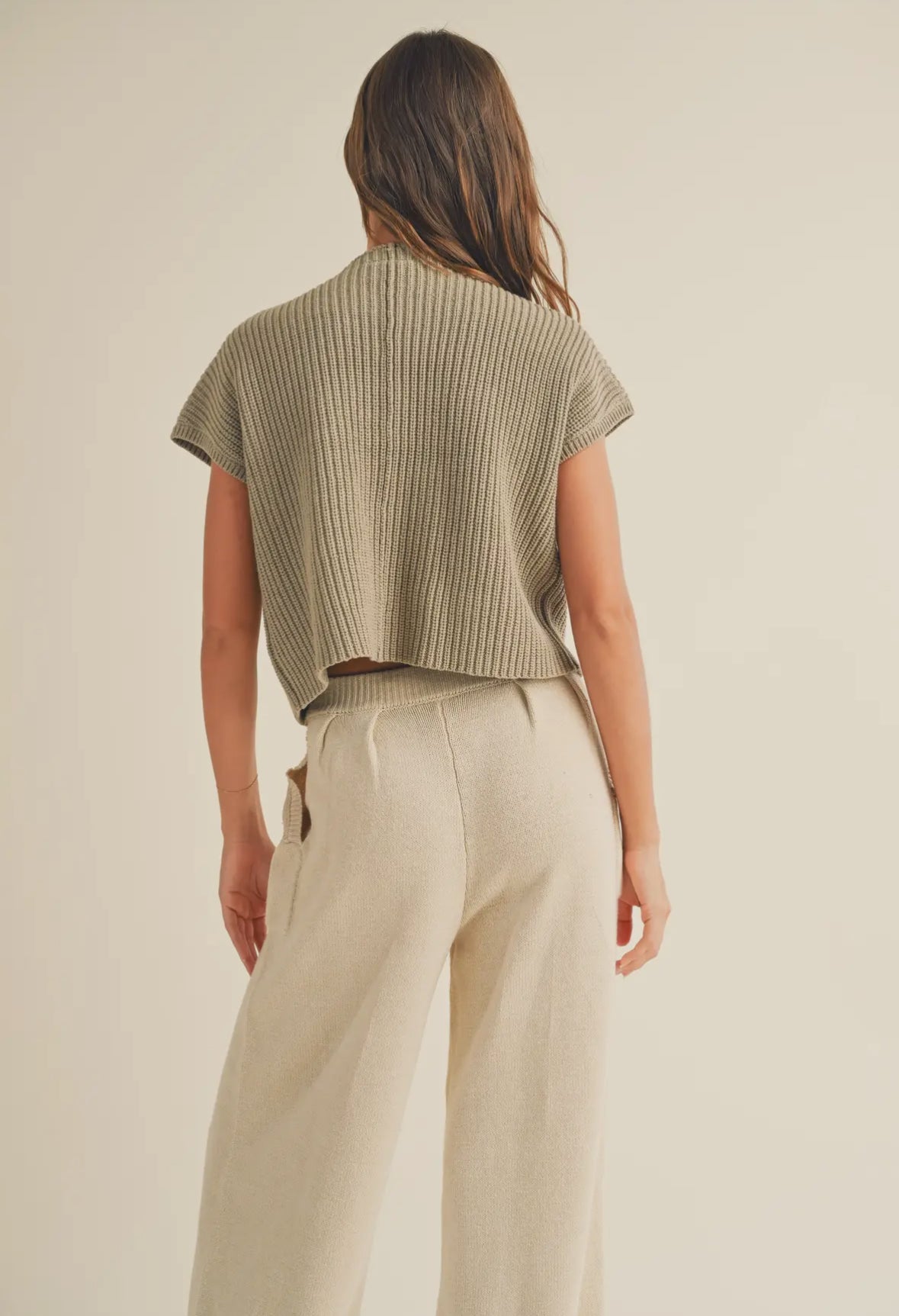 Olive Half High Neck Sweater Knit Top